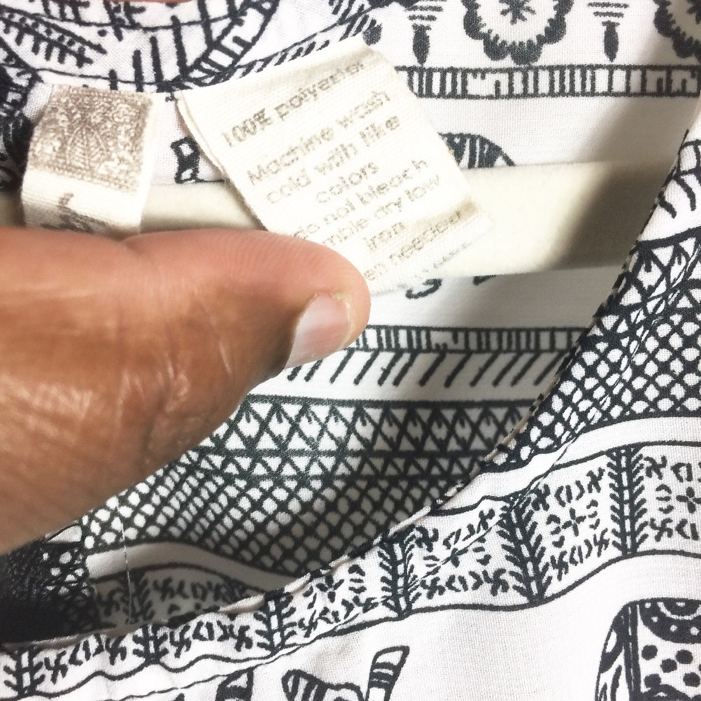 Japna Black Aztec Elephant Print Short Sleeve Top - Picture 6 of 7